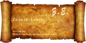 Zelnik Ervin névjegykártya